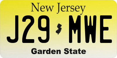 NJ license plate J29MWE
