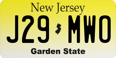 NJ license plate J29MWO