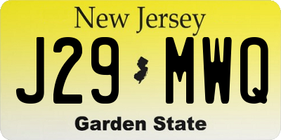 NJ license plate J29MWQ