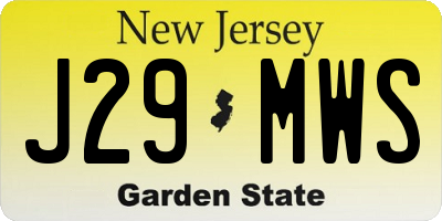 NJ license plate J29MWS