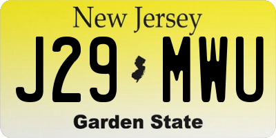 NJ license plate J29MWU