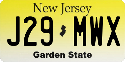 NJ license plate J29MWX