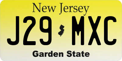 NJ license plate J29MXC