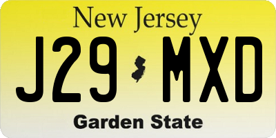 NJ license plate J29MXD