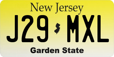 NJ license plate J29MXL