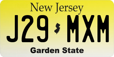 NJ license plate J29MXM