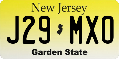 NJ license plate J29MXO