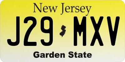 NJ license plate J29MXV