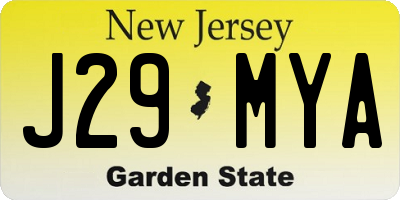 NJ license plate J29MYA