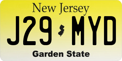 NJ license plate J29MYD