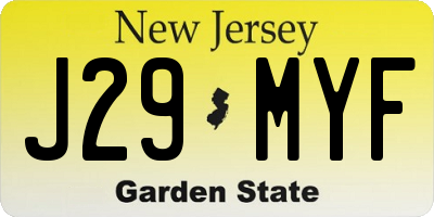 NJ license plate J29MYF