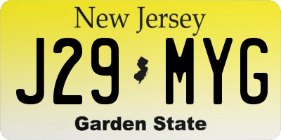 NJ license plate J29MYG