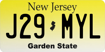 NJ license plate J29MYL