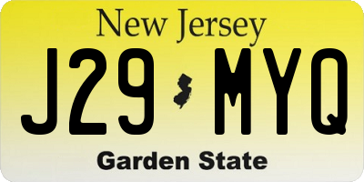 NJ license plate J29MYQ