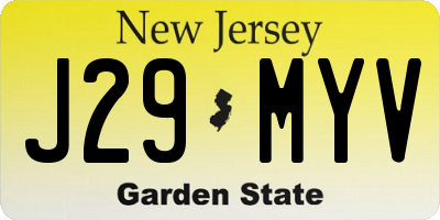 NJ license plate J29MYV