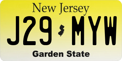 NJ license plate J29MYW