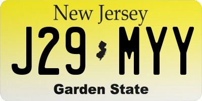 NJ license plate J29MYY