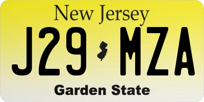 NJ license plate J29MZA