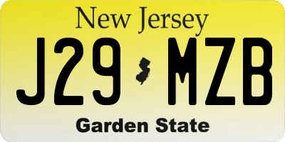 NJ license plate J29MZB