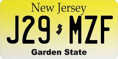 NJ license plate J29MZF