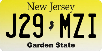NJ license plate J29MZI