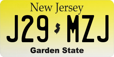 NJ license plate J29MZJ
