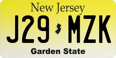 NJ license plate J29MZK