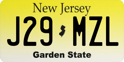 NJ license plate J29MZL