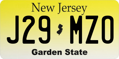 NJ license plate J29MZO
