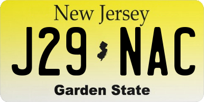NJ license plate J29NAC