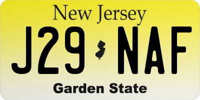 NJ license plate J29NAF