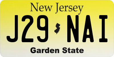 NJ license plate J29NAI