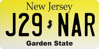 NJ license plate J29NAR