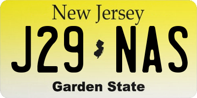 NJ license plate J29NAS