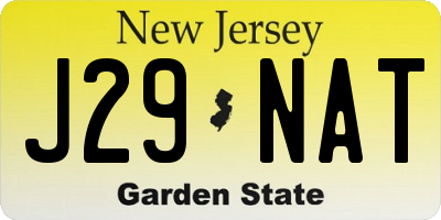 NJ license plate J29NAT