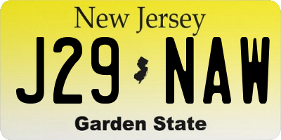 NJ license plate J29NAW