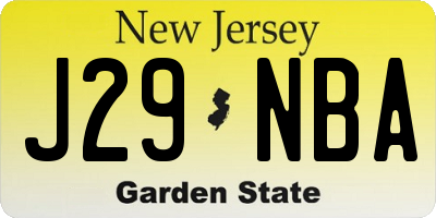 NJ license plate J29NBA