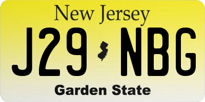 NJ license plate J29NBG