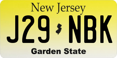 NJ license plate J29NBK
