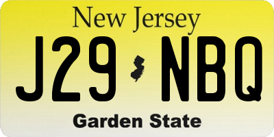 NJ license plate J29NBQ