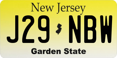 NJ license plate J29NBW