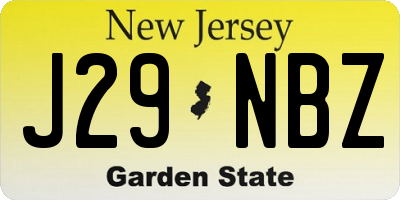 NJ license plate J29NBZ