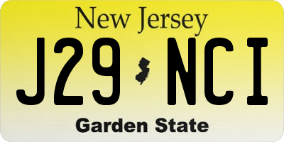NJ license plate J29NCI