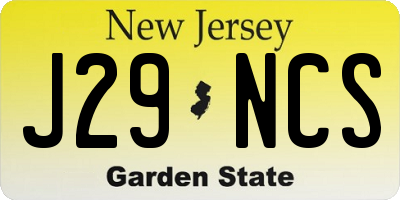 NJ license plate J29NCS