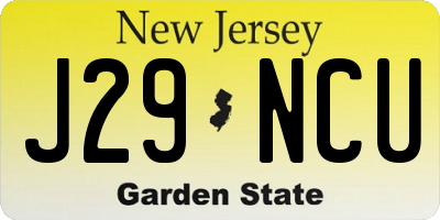 NJ license plate J29NCU
