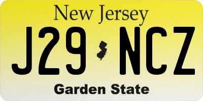 NJ license plate J29NCZ
