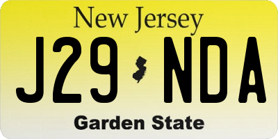 NJ license plate J29NDA