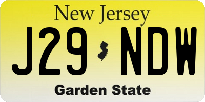 NJ license plate J29NDW