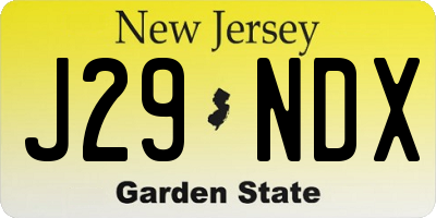 NJ license plate J29NDX