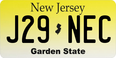 NJ license plate J29NEC